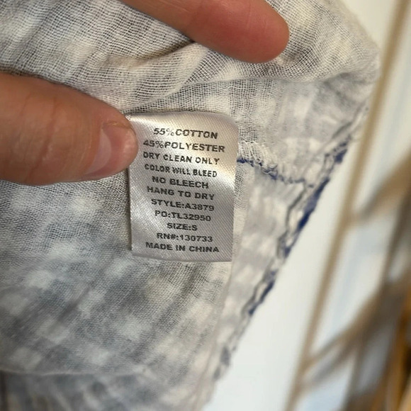 Umgee Blue and White Checkered Picnic Button Down Dress - Picture 7 of 7